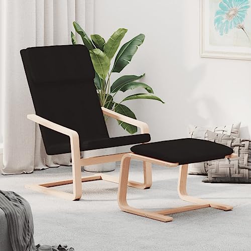 Relaxing Chair with Footstool Black Fabric,Cozy Relaxing Chair with Footstool for Optimal Comfort and Style Living Room Furniture