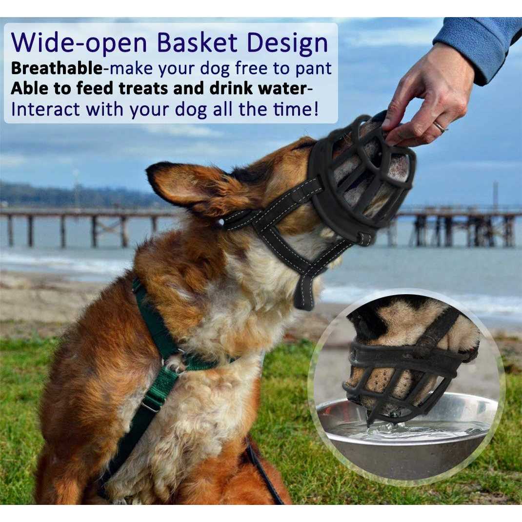 Barkless Dog Muzzle,Soft Basket Silicone Muzzles for Dog, Best to Prevent Biting, Chewing and Barking, Allows Drinking and Panting - Pet Supplies online store