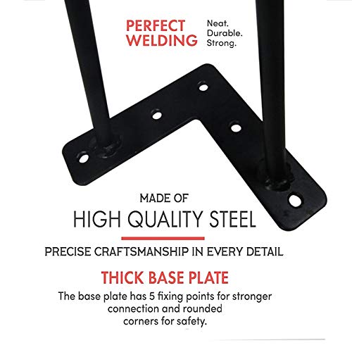 10Inch Hairpin Legs, Heavy Duty Hairpin, Metal Table Legs Home DIY Furniture Black 2-Rod Mid-Century Modern Style Legs
