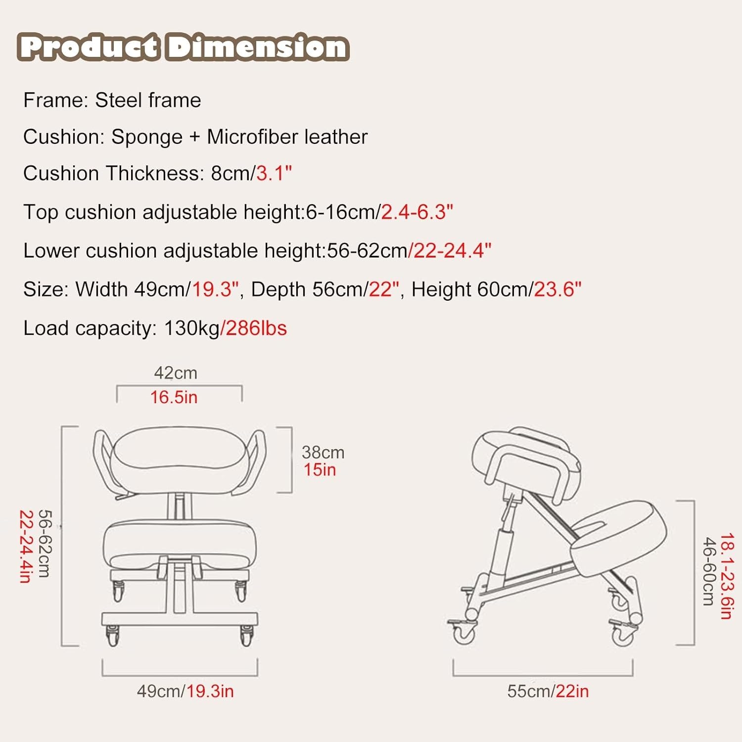 Desk Kneeling Chairs Posture Chair for Desk - Ergonomic Chair Kneeling Chair with Arm - Posture Chair for Computer Workers Yoga Lovers Meditation Fanatics - Thick Comfortable Cushions