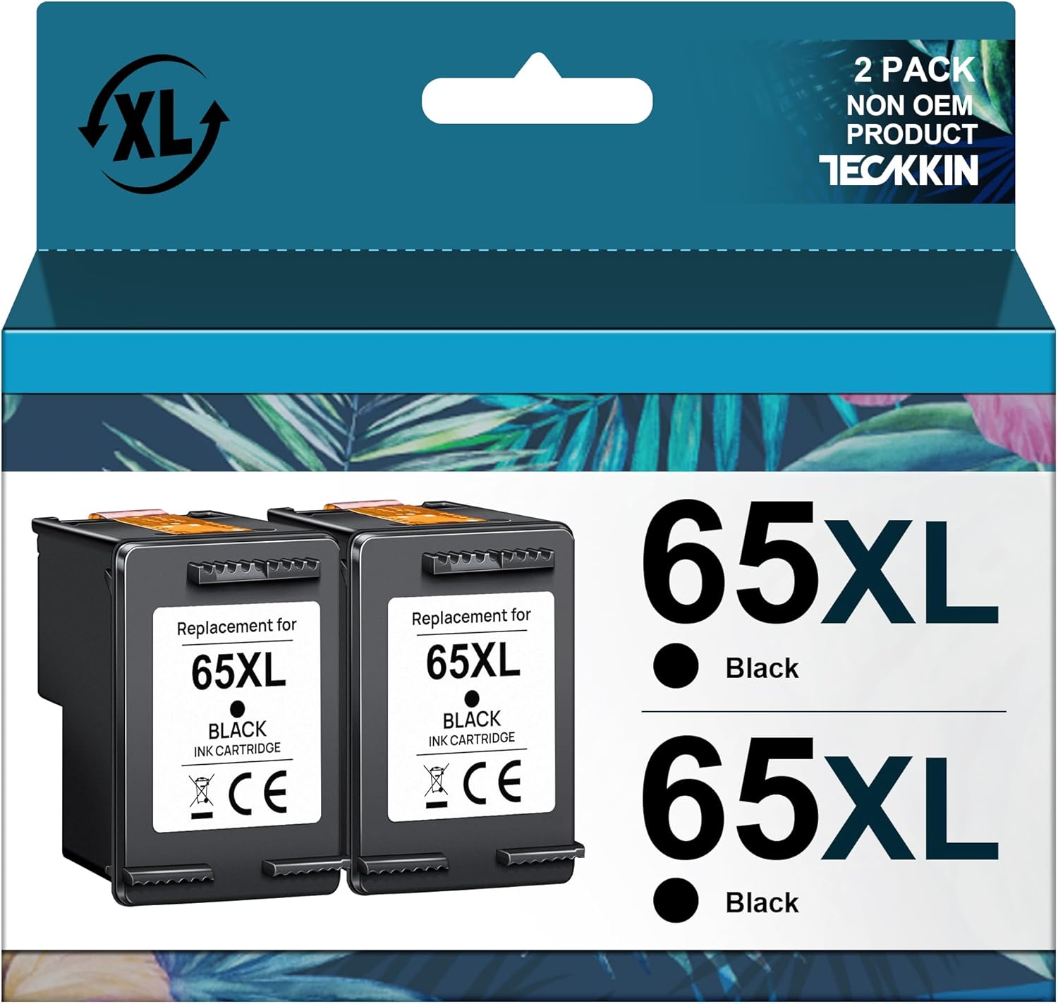65XL Black Ink Cartridge High Capacity Replacement for HP 65 Black Ink Cartridge for HP Deskjet 3755 3772 3700 3722 3752 2600 2622 2652 Envy 5055 5000 5070 5052 5014 Printer (2 Black Pack)