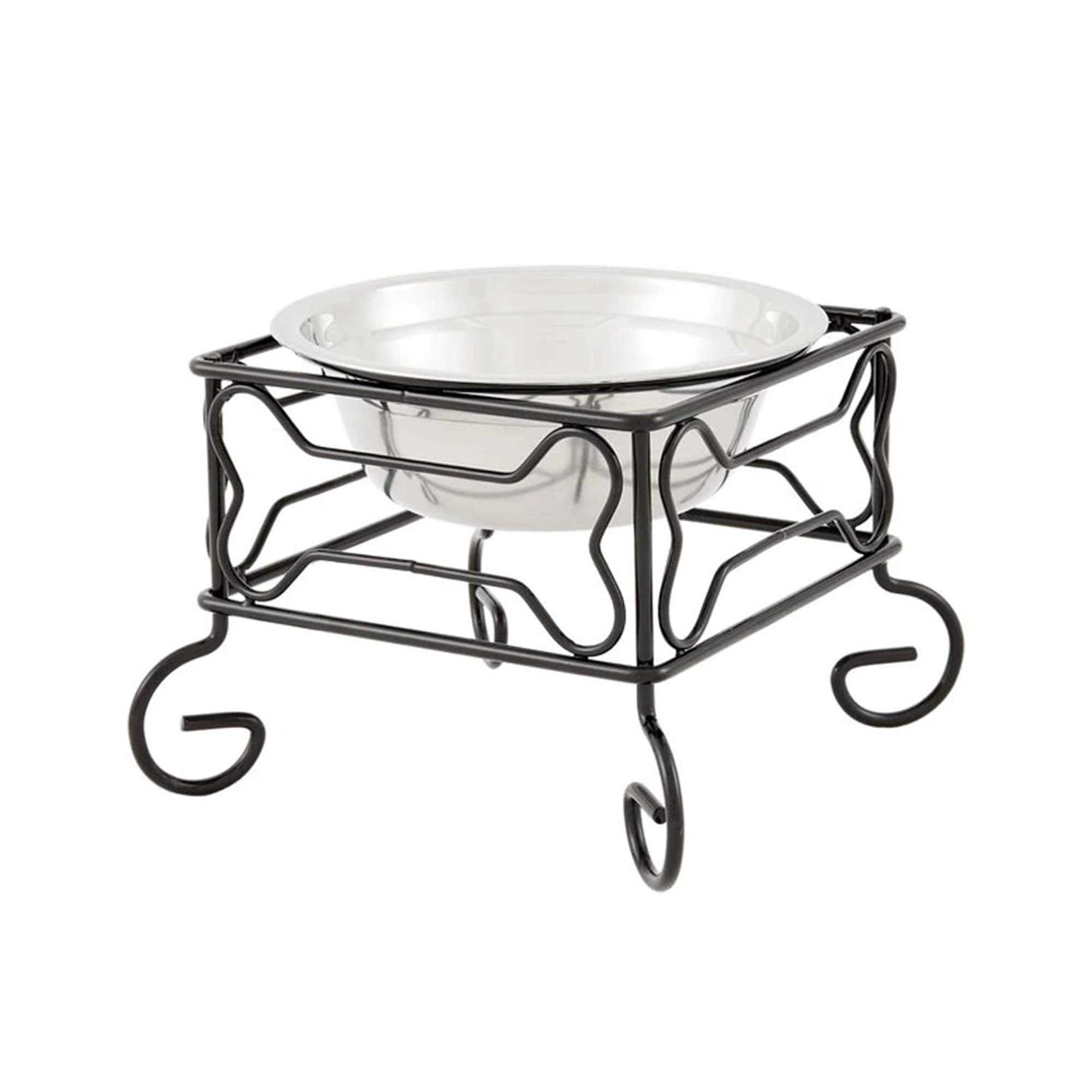YML Wrought Iron Stand with Single Stainless Steel Feeder Bowl - Pet Supplies online store