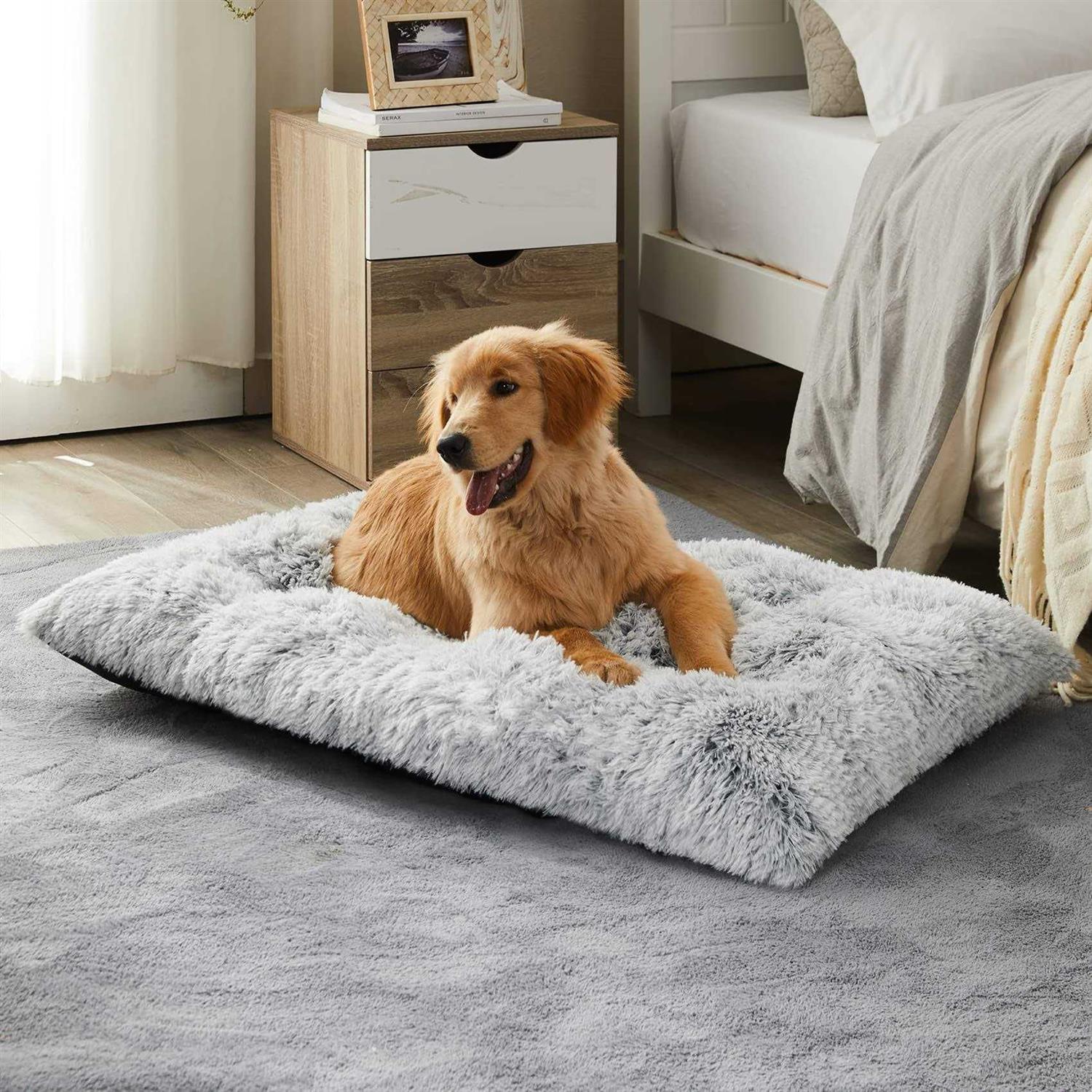 BFPETHOME Dog Beds for Large Dogs Plush Dog Crate Bed Fluffy Cozy Kennel Pad for Sleeping &Ease Anxiety - Pet Supplies online store
