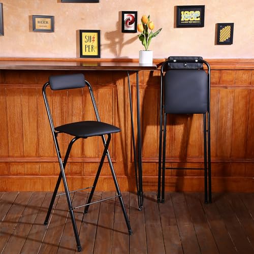 Geelin 4 Pcs 25.6 Inch Folding Chair Stool Chair Foldable Chair Portable Folding Chairs with Padded Seats Small Bar Office Guitar Desk Counter Fold up Sitting Stool Chair for Adults Kids
