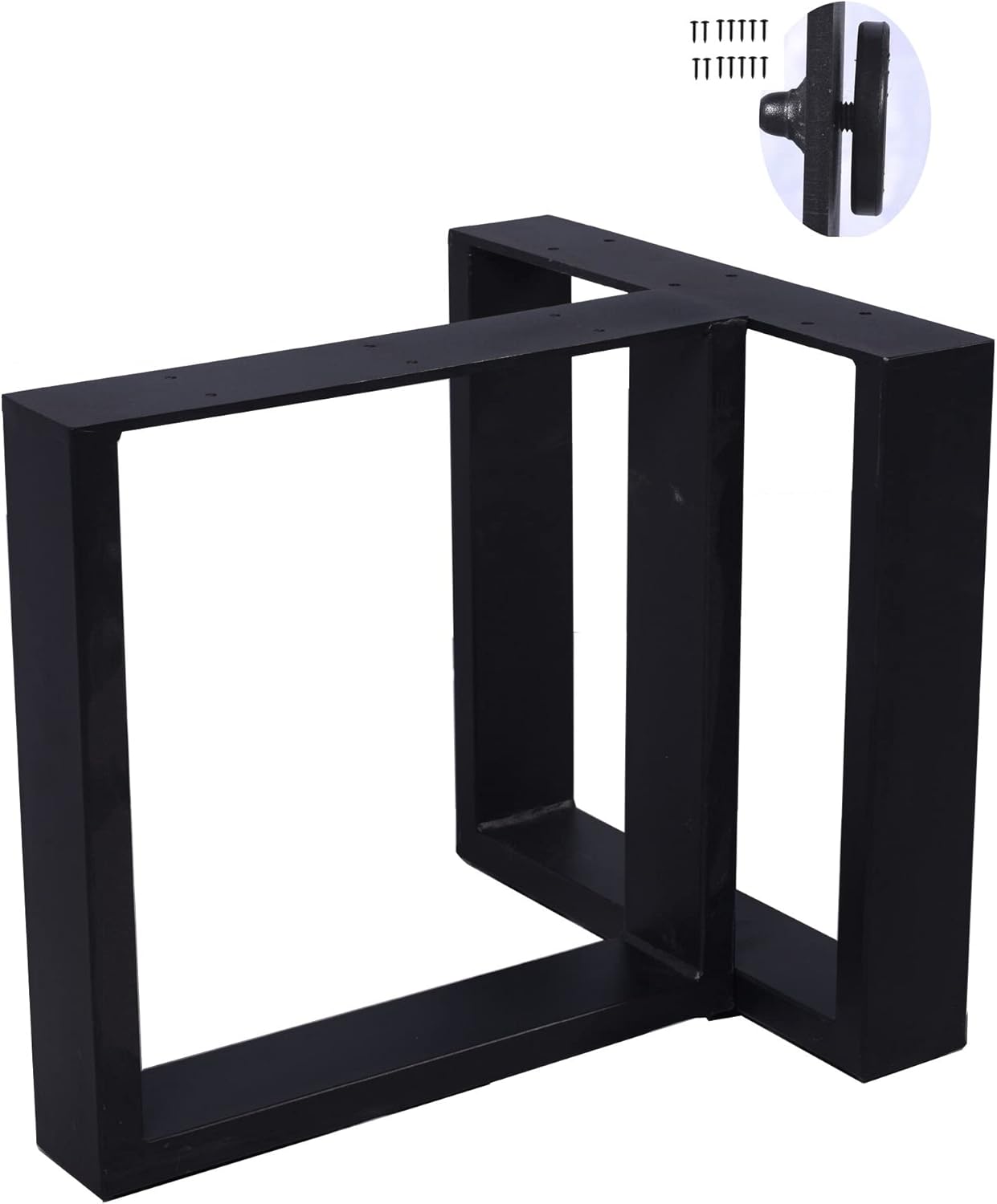 Metal Industrial Country Style Metal Bench Leg Heavy Duty Table Legs Coffee Table Leg Side Tables DIY Black (16''Hx16''W) 2 PCS