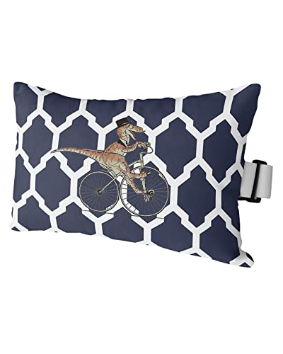 Outdoor Lumbar Pillow for Chaise Lounge Chair Dinosaur Ride Bike Cartoon Head Resting Pillow Brown Geometric Moroccan Pillow with Adjustable Strap for Patio Recliner Office Sofa 2 Pack 12x20 inch