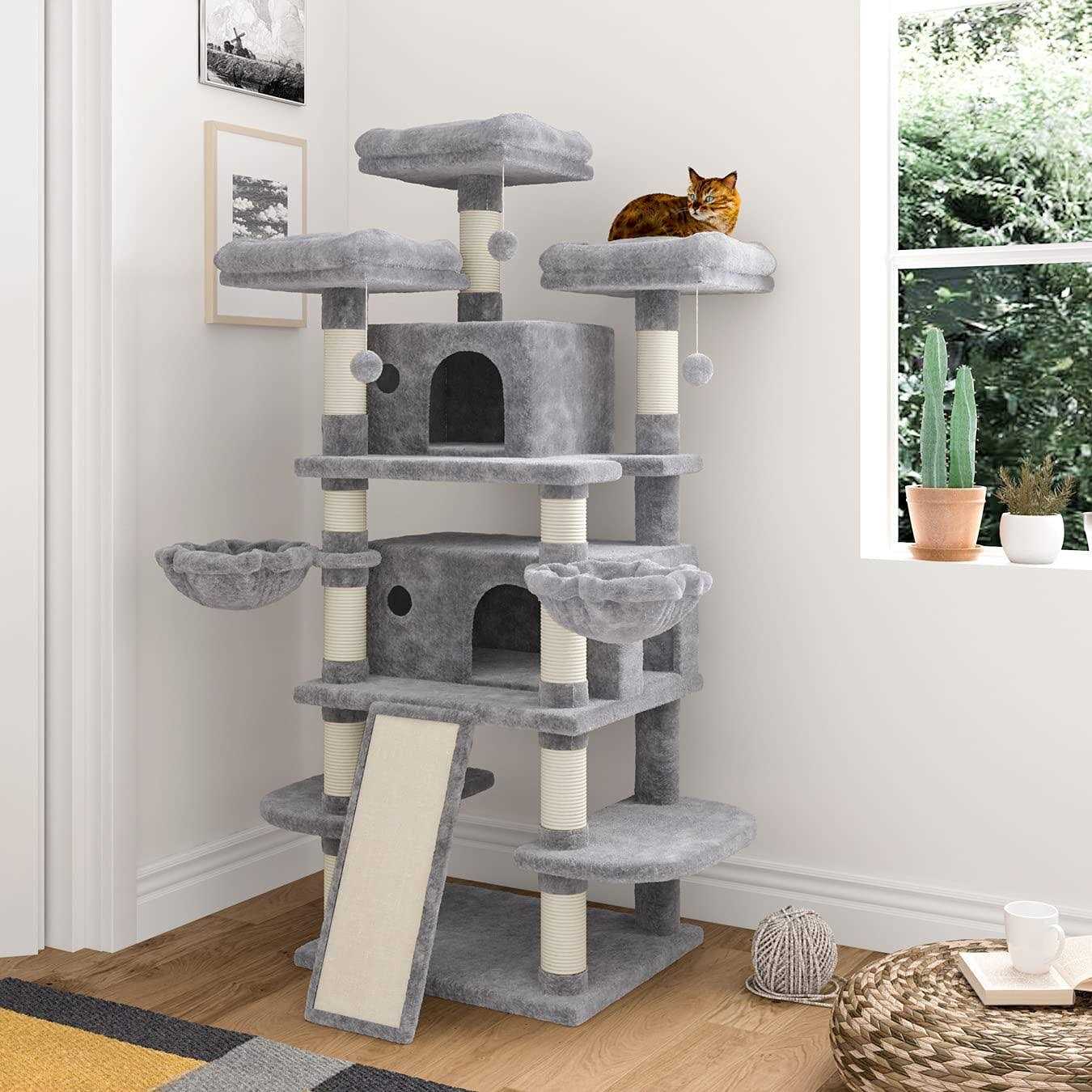 IMUsee 68 Inches Multi-Level Cat Tree for Large Cats/Big Cat Tower with Cat Condo/Cozy Plush Perches/Sisal Scratching - Pet Supplies online store