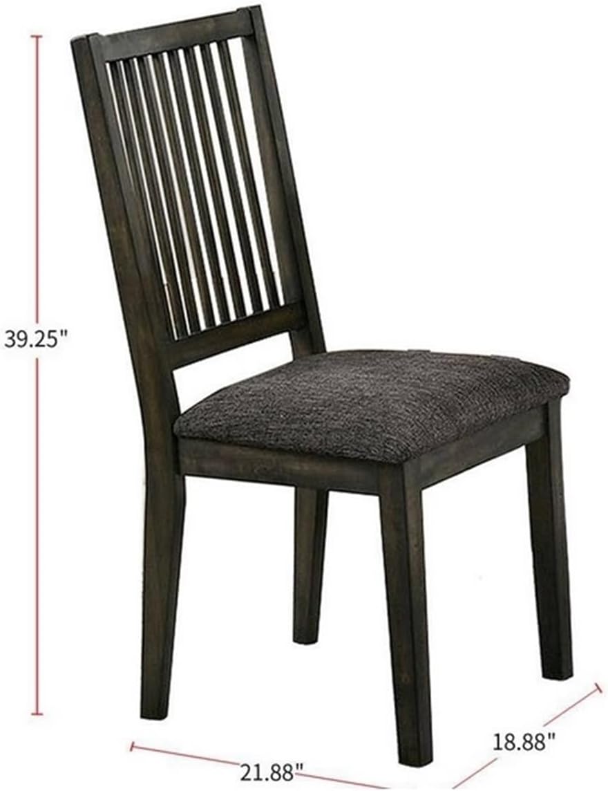 Gray Linen Like Fabric Set of 2 Chairs Transitional Style Solid Wood Spindle Back Chairs Padded Fabric Cushion Seat