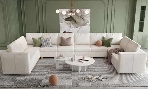 U Shaped Oversized Modular Sectional Sofa with Rearrangeable Chaise and Ottoman, 145