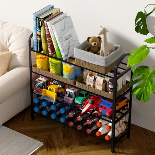 YSSOA New 4-Tier Stackable Shoe Rack, 12-Pairs Sturdy Shoe Shelf Storage, Black Shoe Tower for Bedroom, Entryway, Hallway, and Closet