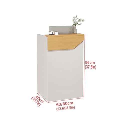Reception desk standing with drawers, Small office reception desk for Small Spaces modern wooden reception desk with counter, with plenty of storage space, suitable for supermarkets, salons, hotels(Wh