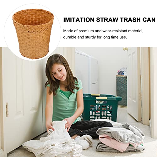 HEMOTON Laundry Basket Wicker Trash can Woven Basket Wastebasket Wicker Laundry Hamper Storage organizing bin Garbage Container for bathrooms, Bedroom, Kitchens, Offices, Craft, Laundry Blanket