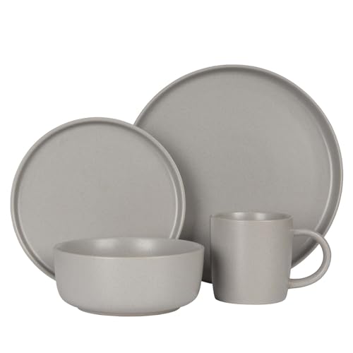 Dinnerware Sets,16 pieces Kitchen Plates and Bowls Set with Mugs, Dish Set for 4, Microwave, Oven & Dishwasher Safe, Brown Speckled