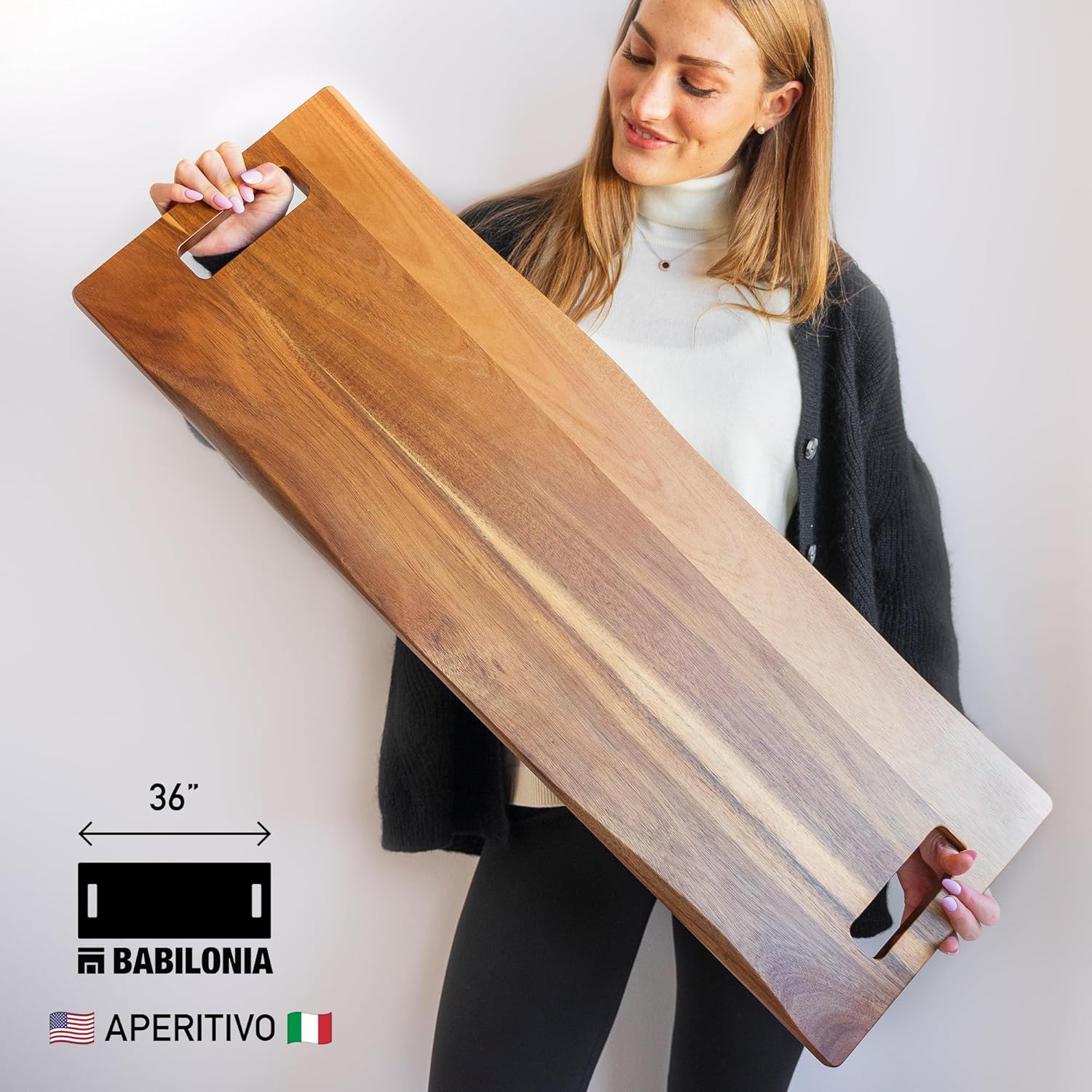 Extra Large charcuterie Board 36 inch Babilonia Premium Extralarge Serving Tray Acacia - Long Charcuterie Board