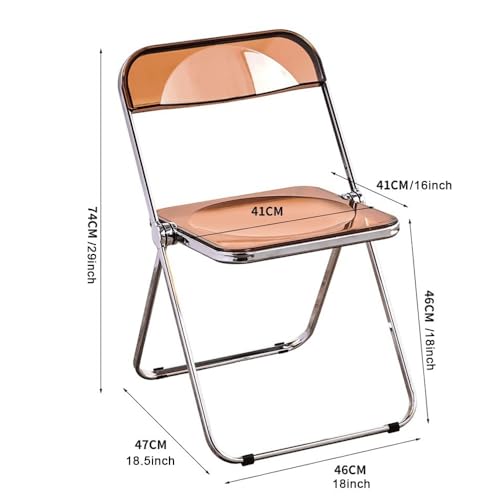 Folding Clear Chair Collapsible Makeup Stools W/Back, Simple Dining Chair 18inch, Transparent Chairs for Living Room, Acrylic Cafe Bar Stool, Multicolor(Clear)