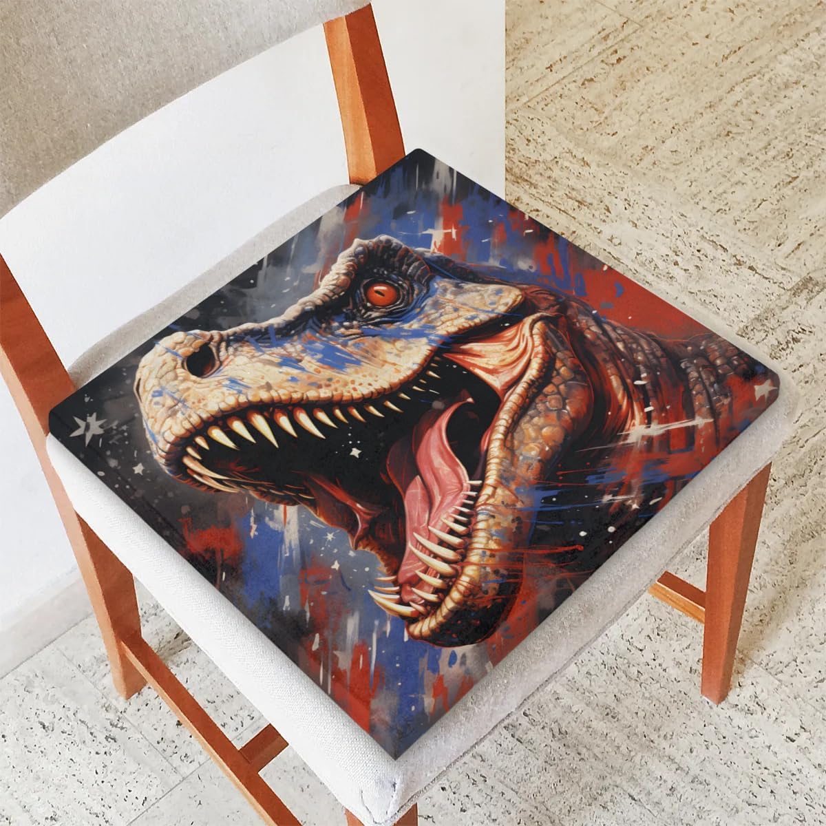 Chair Cushions for Dining Chairs, Scary Dinosaur Chair Pads for Kitchen Chairs, Non Skid Memory Foam Seat Cushions for Office Chair, Car Seat, Outdoor, Patio(16x16 Inches)