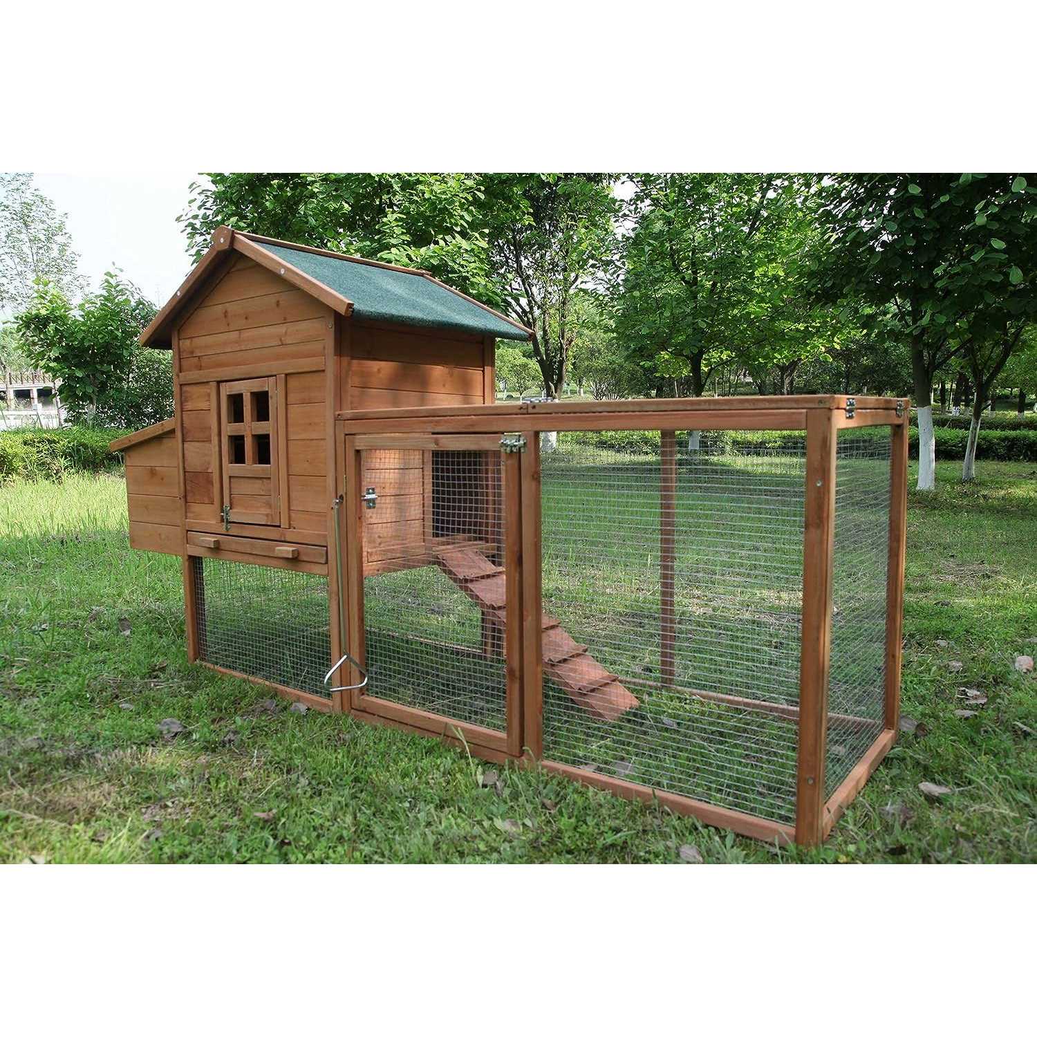 ECOLINEAR Outdoor 80'' Wooden Chicken Coop Nest Box Hen House Poultry Pet Hutch Garden Backyard Cage - Pet Supplies online store