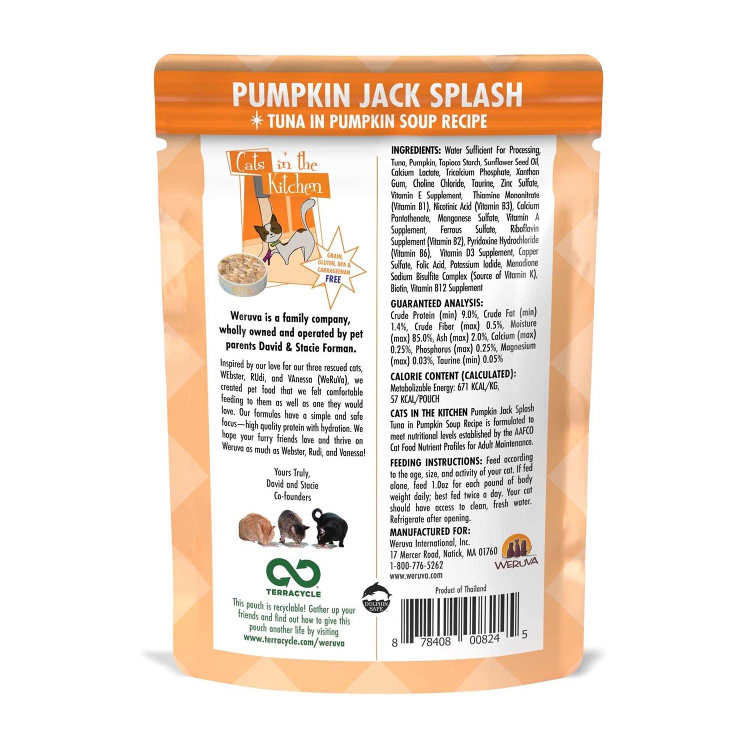 Weruva Cats in the Kitchen Pumpkin Jack Splash Pouches Wet Cat Food - Pet Supplies online store