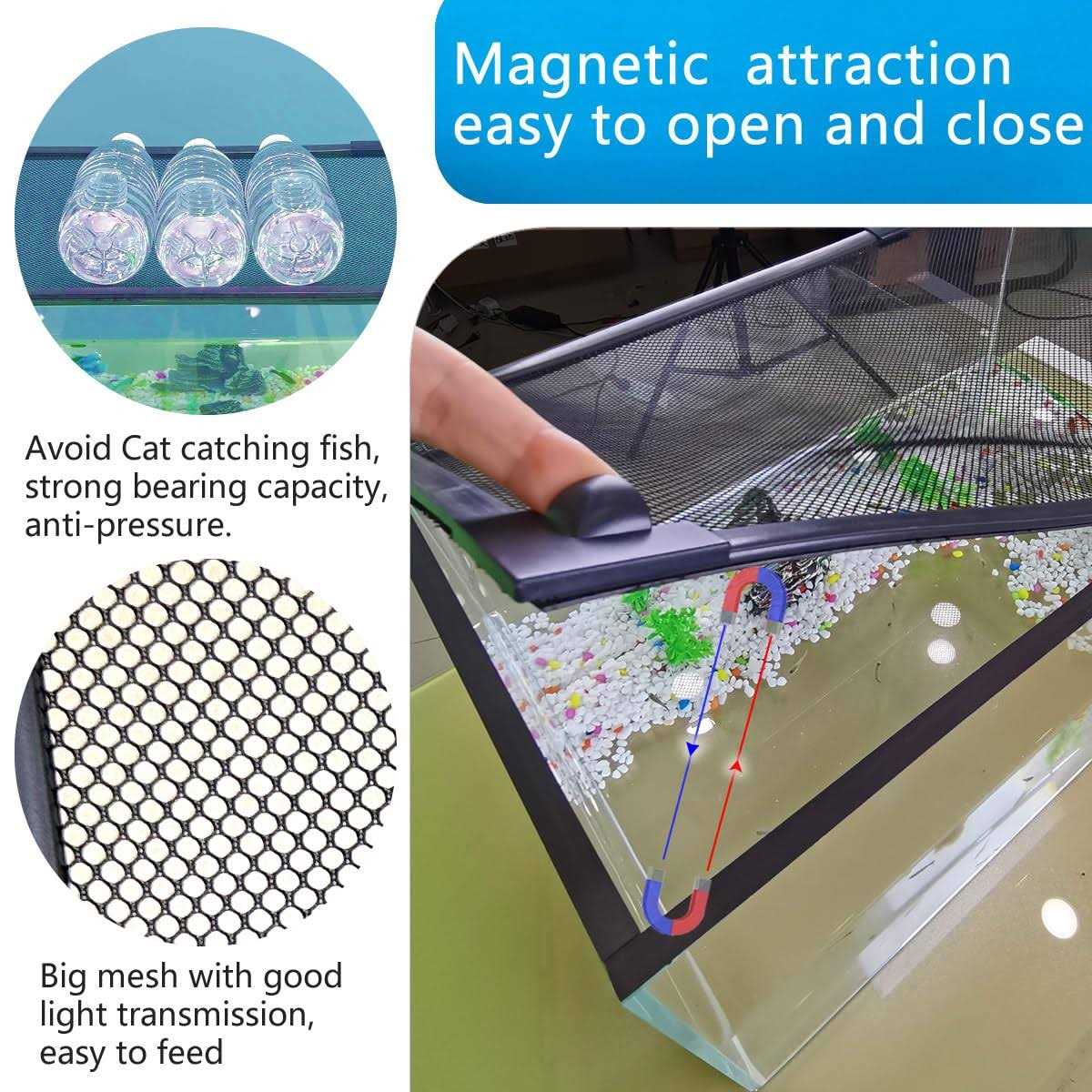 DIY Magnetic fish tank lid protective net 94X46cm Keep fish from jumping out Prevent fish - Pet Supplies online store