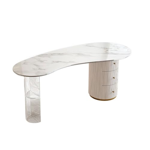 Office Desk Light Luxury Office Desk Pc Table Acrylic Workbench Rock Plate Designer Desk Beauty Salon Consulting Table Suspension Study Writing PC Desk(200 * 70 * 75cm)