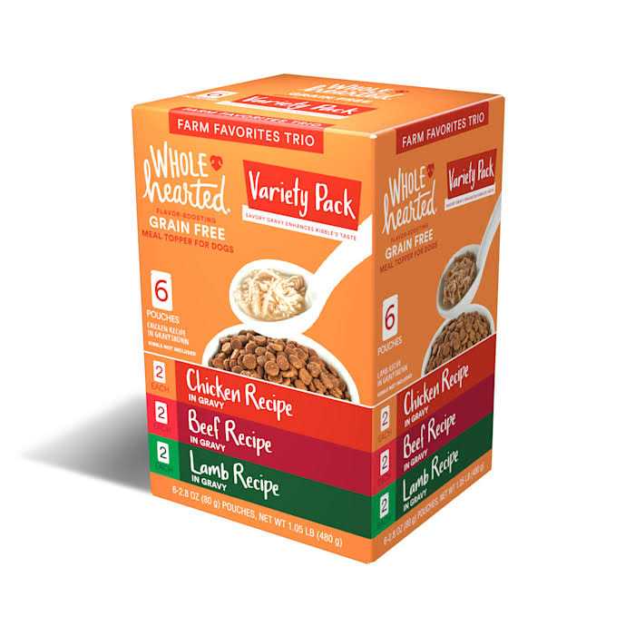WholeHearted Grain Free Farm Favorites Trio Gravy Puree Topper Dog Meal Variety Pack - Pet Supplies online store