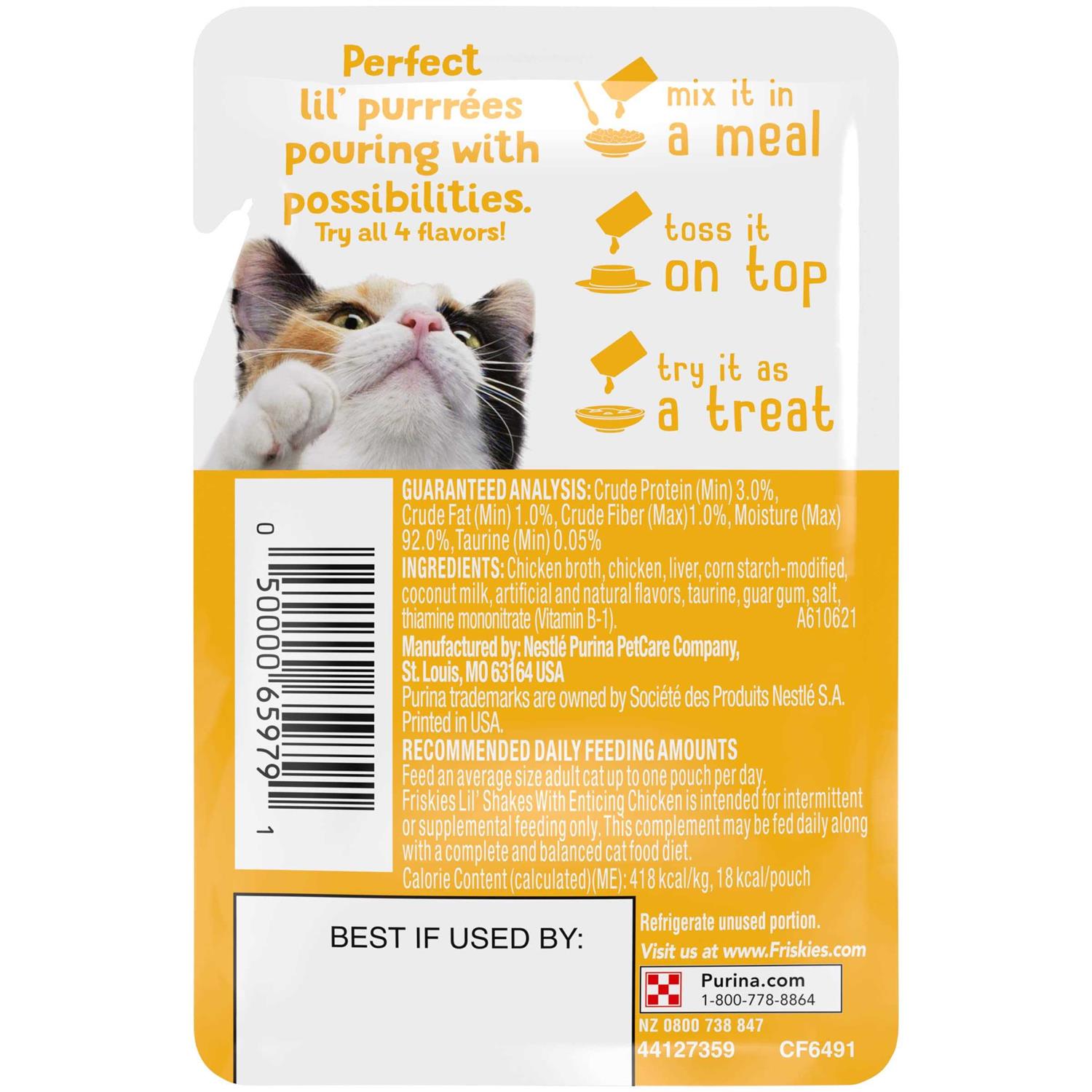 Purina Friskies Lil' Shakes With Enticing Chicken Lickable Puree Cat Food Topper - Pet Supplies online store