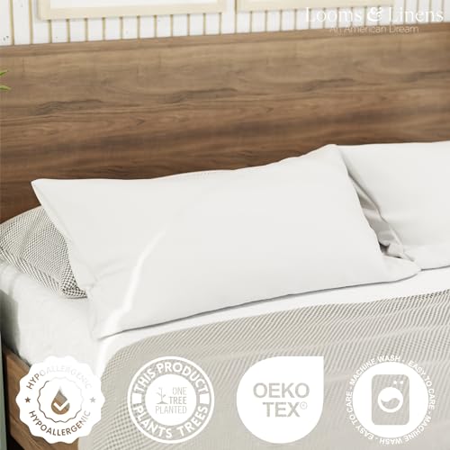 Pillows Queen Size Set of 2 20x30 Pillow Insert USA Made Pillows Sleeping Pillow Insert by Looms and Linens for Queen Pillows Set of 2 Bedroom with hypoallergenic cushion filler