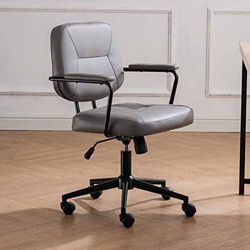 Ergonomic with Wheels,Executive Pu Leather Desk Chair Mid Back Modern Computer Chair,Comfy Reclining Gaming Chair Vintage Swivel Chair
