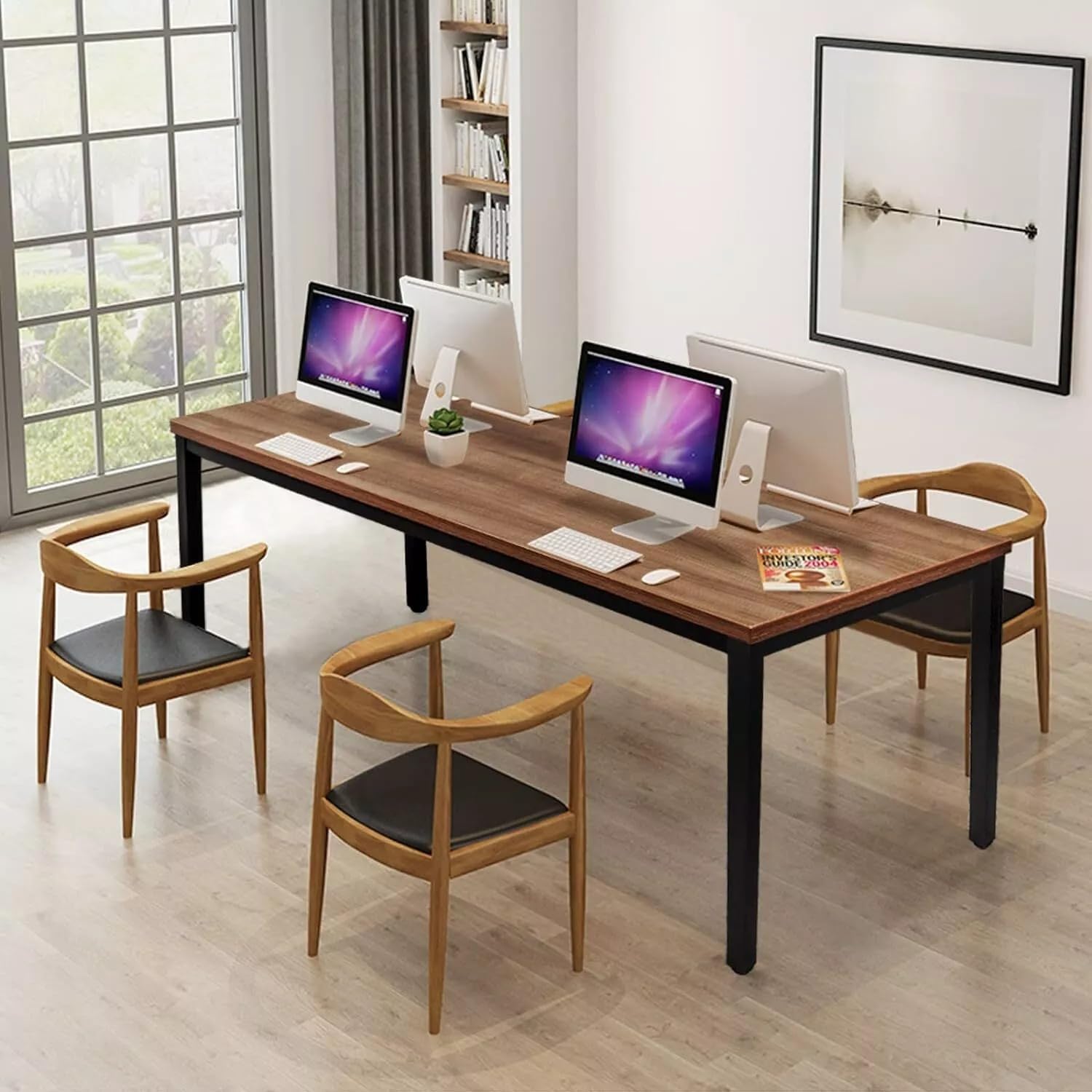 VcJta Sturdy Office Desk 36-72 inch Dining Table Writing Workstation Natural Wood - Home Office Furniture
