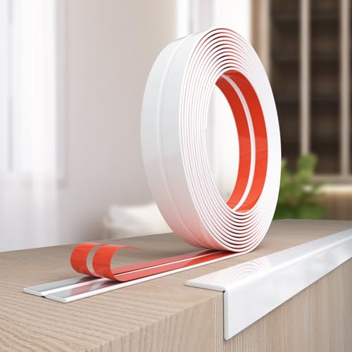 Peel and Stick Wall Molding Trim, Wall Corner Protector, Flexible Molding Trim for Tile and Wall Edges, Furniture Protection and Decoration, 20 Feet x 0.8 Inch, White