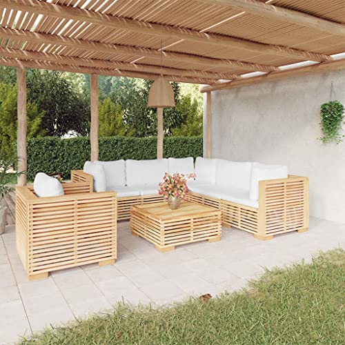 Conversation Patio Furniture Outdoor Patio Couch Outdoor Chairs Small Balcony Furniture - 9 Piece Patio Lounge Set with Cushions Solid Wood Teak for Resort Restaurants Cafes Courtyard