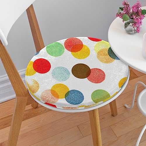 Cute Dinosaur Pattern Seat Cushion Memory Foam Kitchen Chair Cushions 14.5 Inch Outdoor Indoor Round Chair Pads for Dining Chairs, Office Chair, Car, Floor, Patio