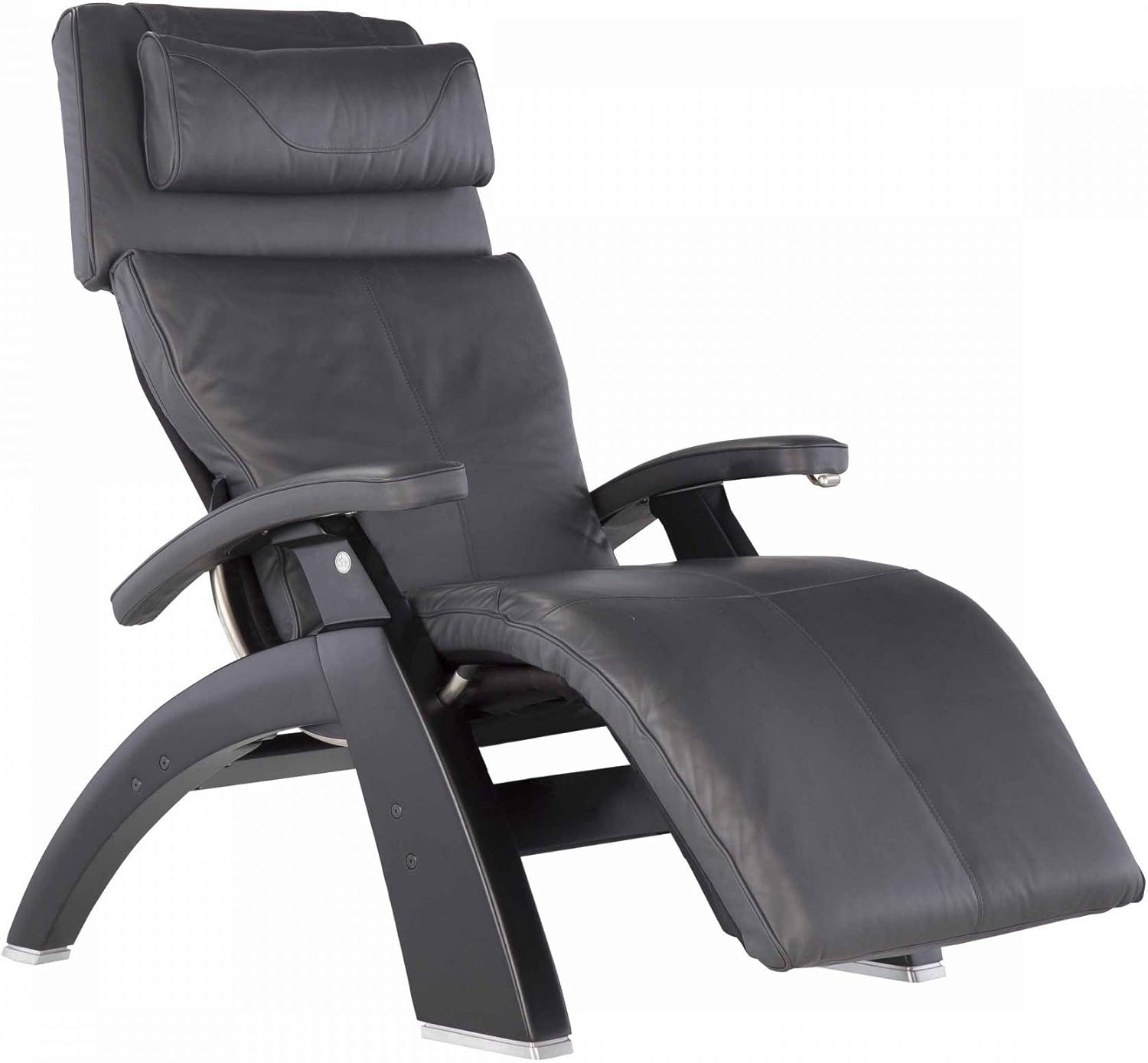 Perfect Chair Human Touch PC-420 Premium Full Grain Leather Hand-Crafted Zero-Gravity Matte Black Manual Recliner, Gray