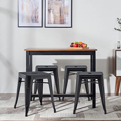 Changjie Furniture18 Inch Stools Backless Industrial Metal Bar Stool Kitchen Stackable Stools Short Stools School Classroom Stools Metal Dining Chairs Set of 4 (18 inch, Matte Black)