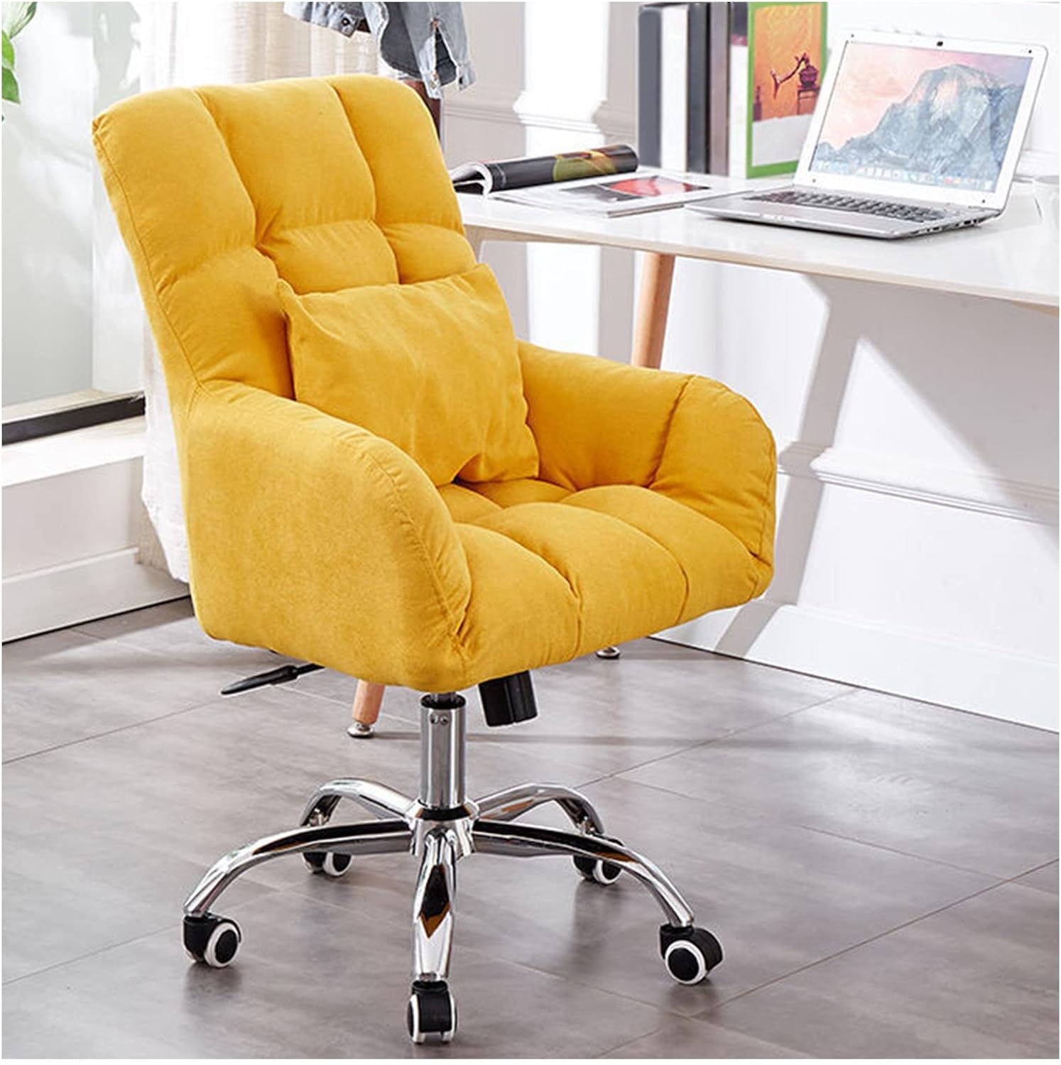 Swivel Chair Office Chair Home Swivel Chair Leisure Vanity Armchair, Computer Desk Chair, Height Adjustable + 360° Castors