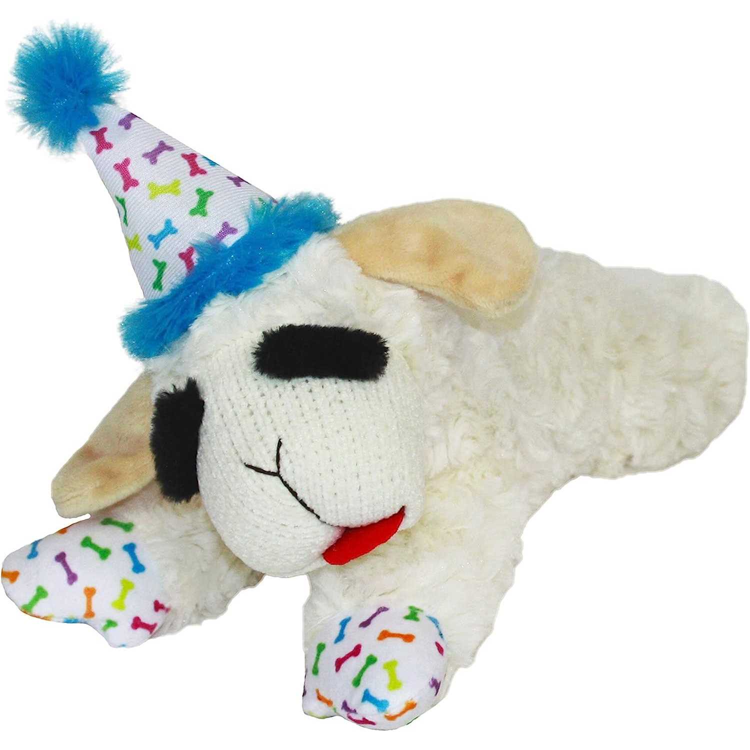 Multipet Lamb Chop Dog Toy with Birthday Hat - Pet Supplies online store