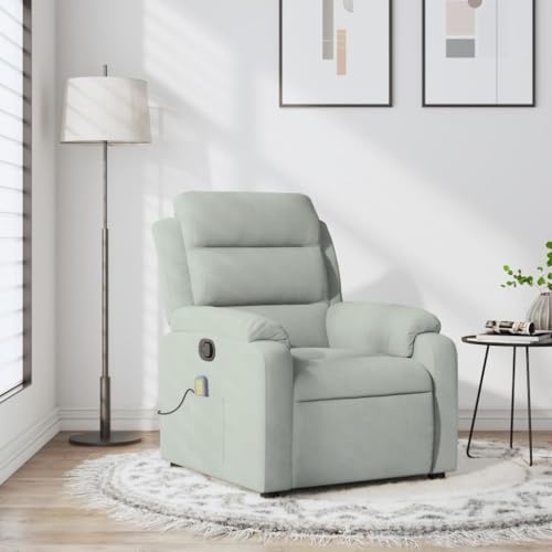 Massage Recliner Chair Light Gray Velvet,Premium Adjustable Massage Recliner Chair for Enhanced Relaxation and Comfort Armchairs Recliner Sleeper Chairs for Living Room