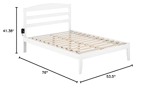 AFI Warren Queen Size Platform Bed with Charging Station in Walnut