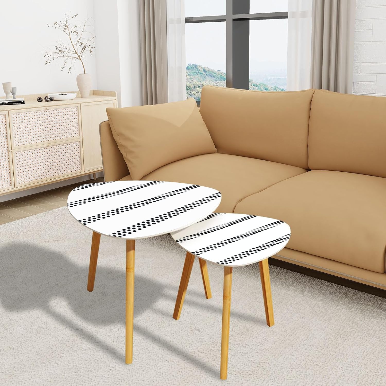 Nesting Coffee Table Set of 2 Simple minimalistic geometric print for Seamless pattern for web sites Leisure Tea Table End Table Minimalist Room Furniture Side Table for Living Room Office Balcony