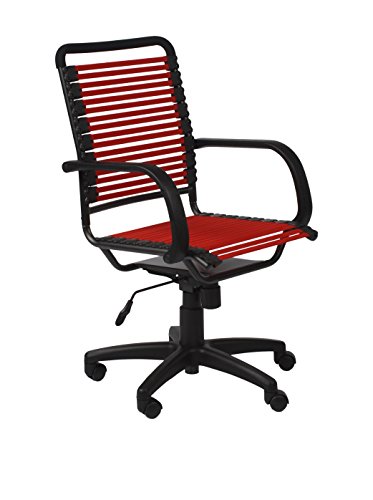 Flat Bungie High Back Adjustable Office Chair with Arms, Red Bungies with Graphite Black Frame