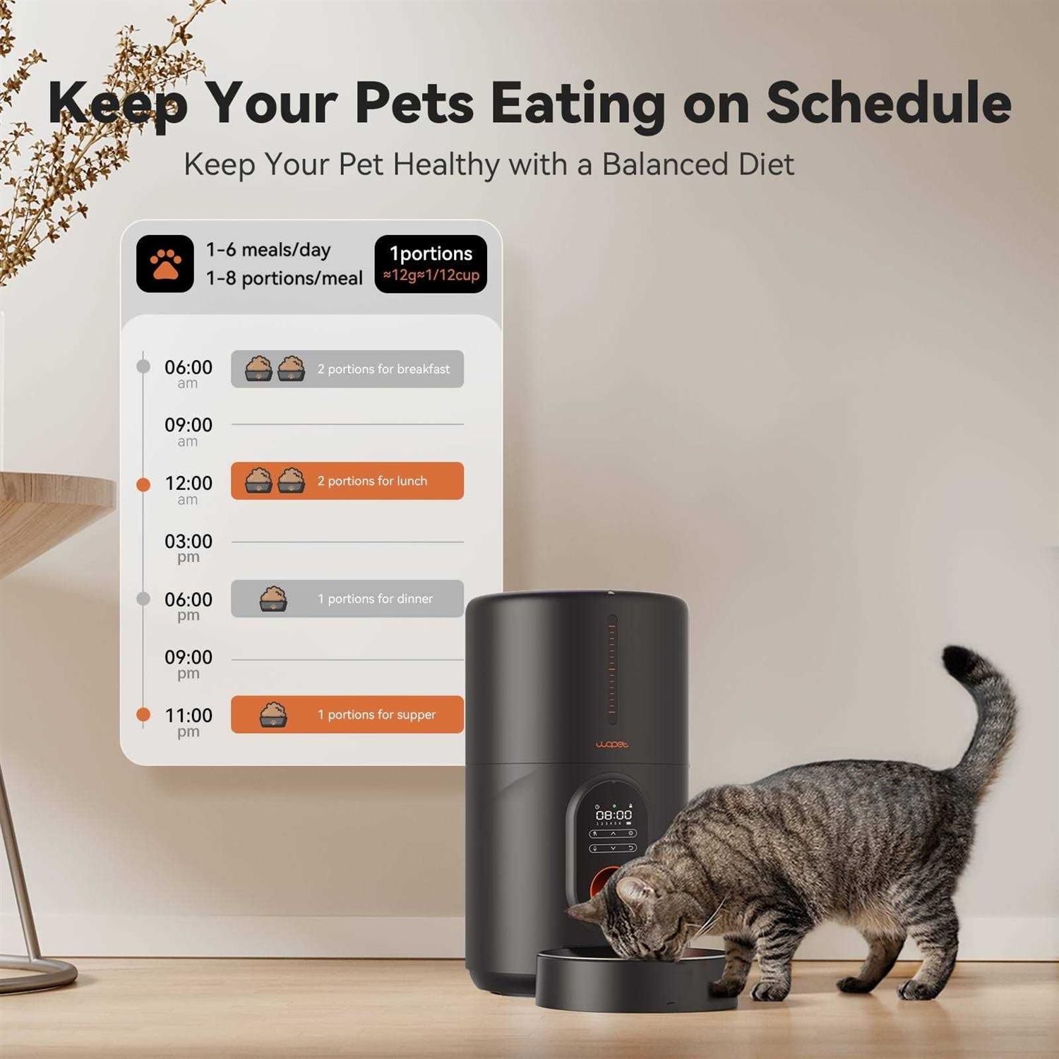 Wopet Automatic Dog Feeders Pet Feeder Cat Food dispenser With Stainless Steel Bowl - Pet Supplies online store