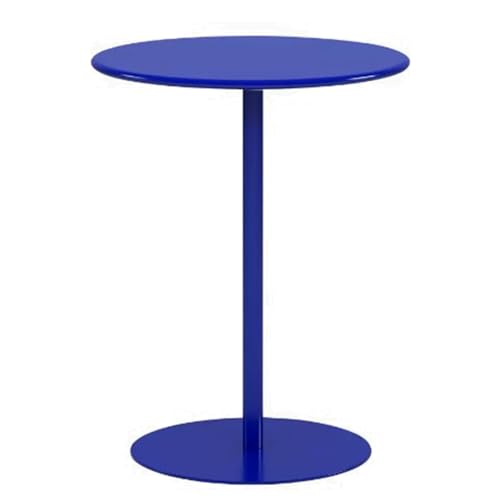 Round Metal End Table with Round Base,Accent Carbon Steel Sofa Side Table,Modern Bedside Casual Snack Tables for Living Room/Bedroom/Balcony/Office(D48xH62cm(D18.9xH24.4in), Blue)