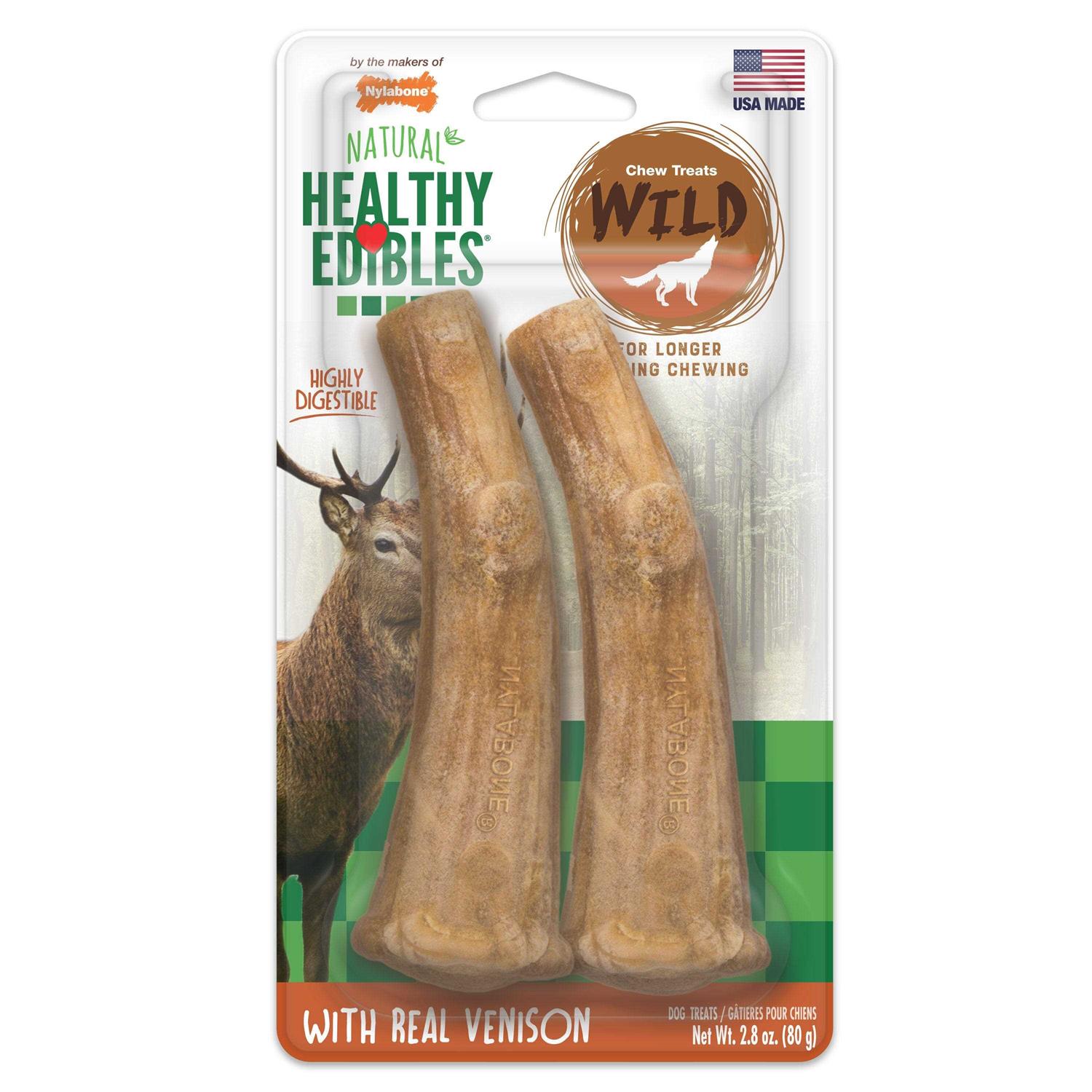 Nylabone Healthy Edibles Wild Antler Natural Long Lasting Venison Dog Chew Treats - Pet Supplies online store