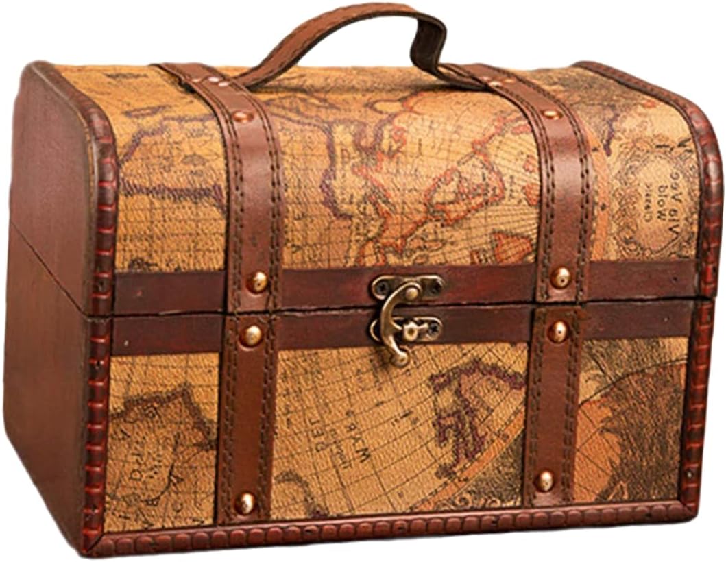 Didiseaon 2pcs Box Children's Pirate Treasure Chest Vintage Jewelry Pirate Chest for Kids Wood Storage Trunk Kids Jewelry Organizer Jewelry Organizer Tray Wooden Antique Dressing Table