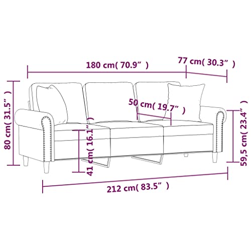 3-Seater Sofa with Throw Pillows Light Gray 70.9
