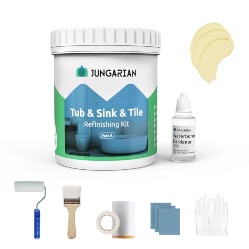 Tub and Tile Refinishing Kit 35oz with Tools, Low Odor DIY Bathroom Paint Sink Tub Countertop Tile Shower Paint for Bathroom Kitchen Porcelain Fiberglass, Semi-Gloss Black