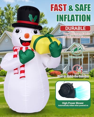 Christmas Inflatable Outdoor Decorations, Inflatable Cute Blow Up Yard Decorations with LED Lights for Indoor Christmas Decorations Yard Garden Lawn Decor (Snowman with Penguin)