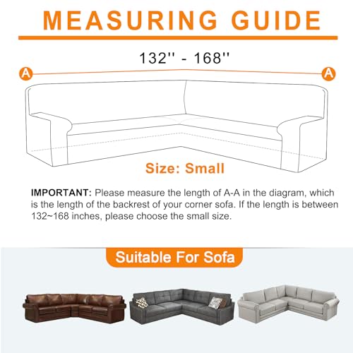 L Shaped Couch Covers for Sectional Sofa Soft Fleece Corner Sofa Covers Washable Stretch Sofa Slipcover U Shape Furniture Protector for Living Room with Elastic Bottom (Light Brown, X-Large)