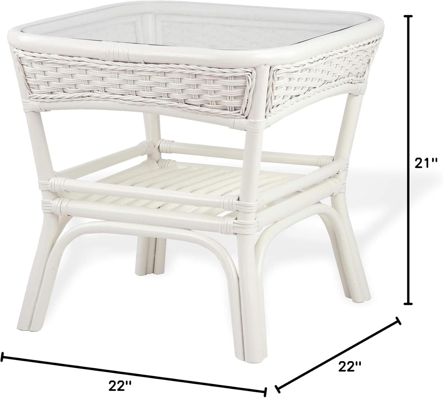 Alexa Square Coffee Table White Color Natural Rattan Wicker Handmade Design