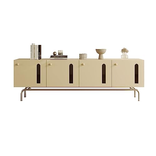 Tv Stand Tv Table Stand Creative Cream TV Cabinet Living Room Sideboard Bedroom Storage Cabinet with 4 Storage Drawers and Metal Stand Tv Stands for Living Room